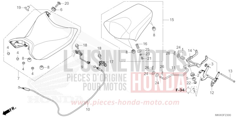 SIEGE de NC750X "Méca" MAT BALLISTIC BLACK METALLIC (NHA86) de 2023